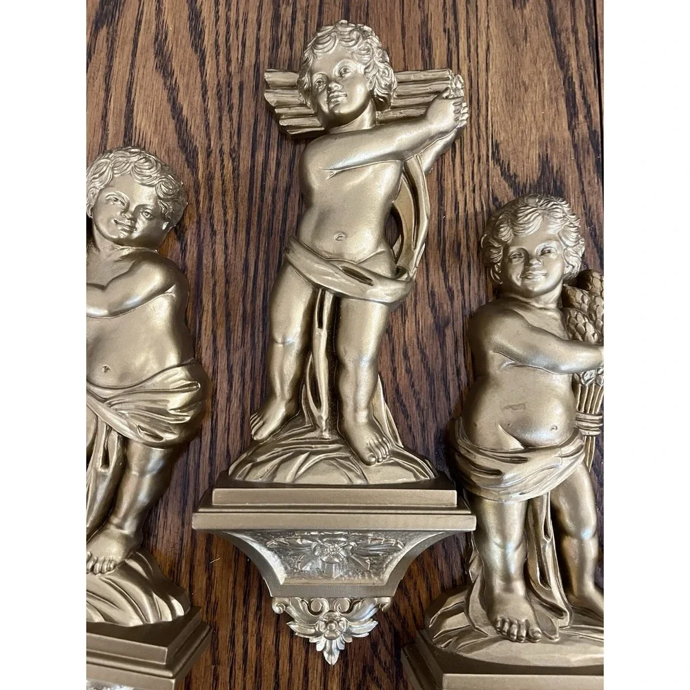 VTG 1969 Syroco Wall Hanging Cherubs Set of 4 Made in USA 7138 7139 7140 7141